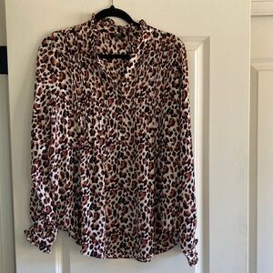 NYDJ Pleated Tunic Blouse, Sz M, Evita print.